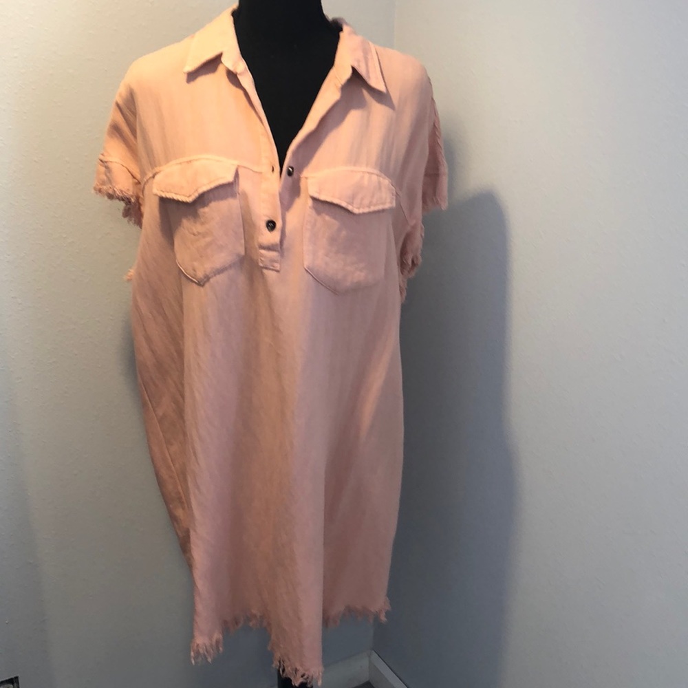Umgee Button-Front Top in Peach